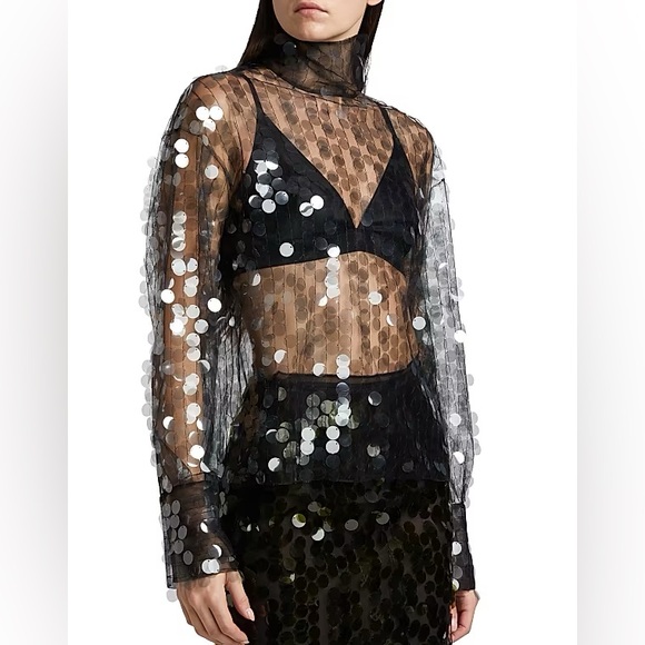 NWT 16Arlington Olall Paillettes Turtleneck Top - Picture 2 of 10